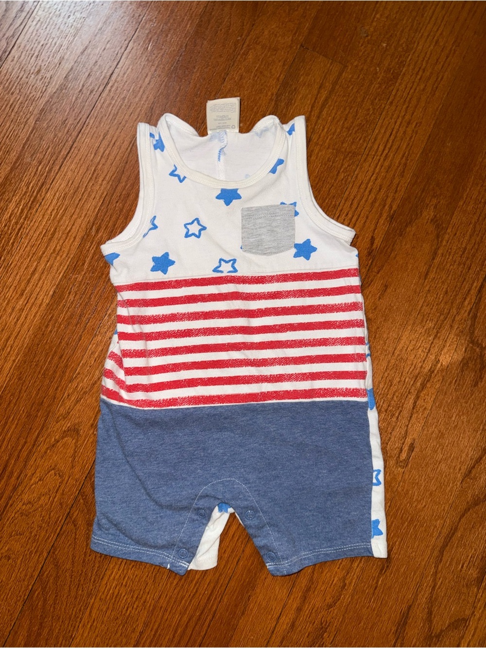 First Impressions Red White & Blue Stars Stripe Sleeveless Romper